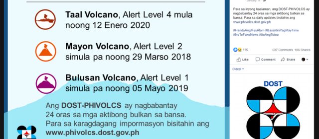 Here are reliable Facebook pages to get news on the Taal volcano eruption